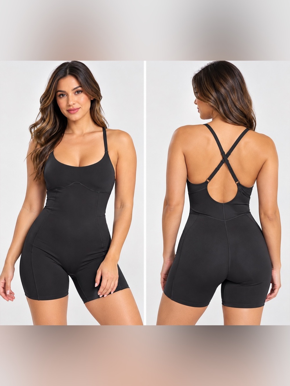 Gymshark Strappy All-in-One Romper Black Women’s L Athletic Jumpsuit